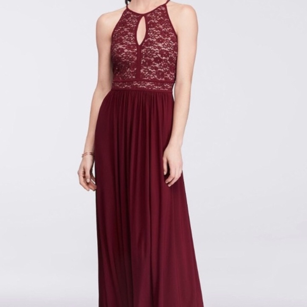 Morgan & Co Lace Key Hole Red Prom Dress